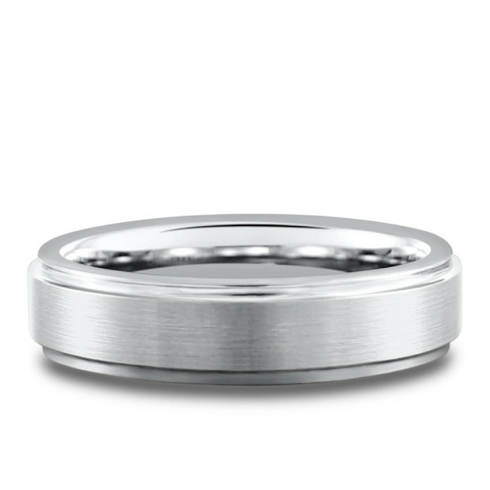 6mm Tungsten Wedding Band With Matte Center and Step Down Edges