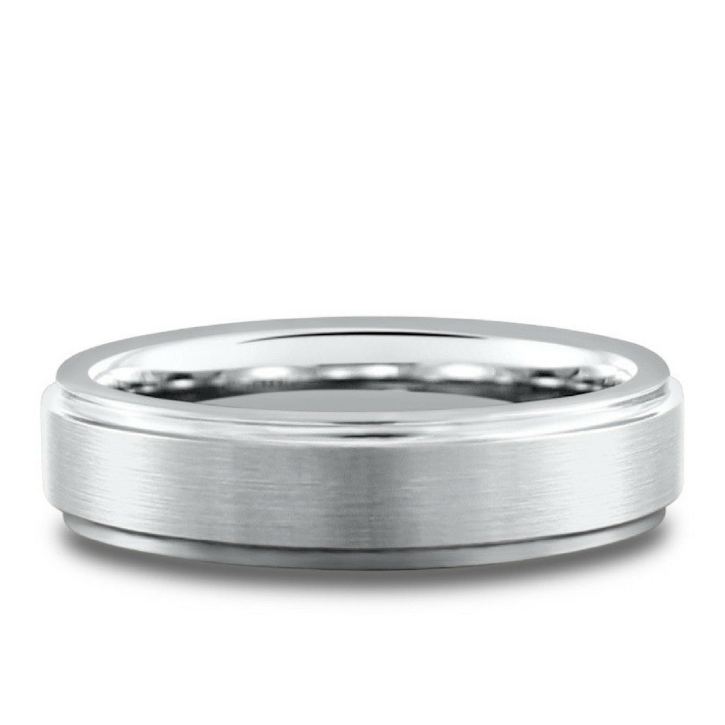 6mm Tungsten Wedding Band With Matte Center and Step Down Edges