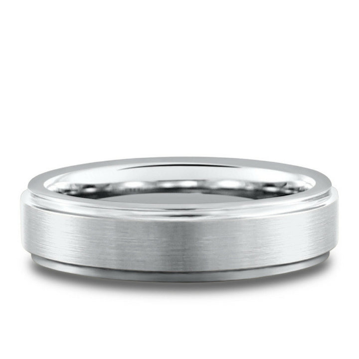 6mm Tungsten Wedding Band With Matte Center and Step Down Edges