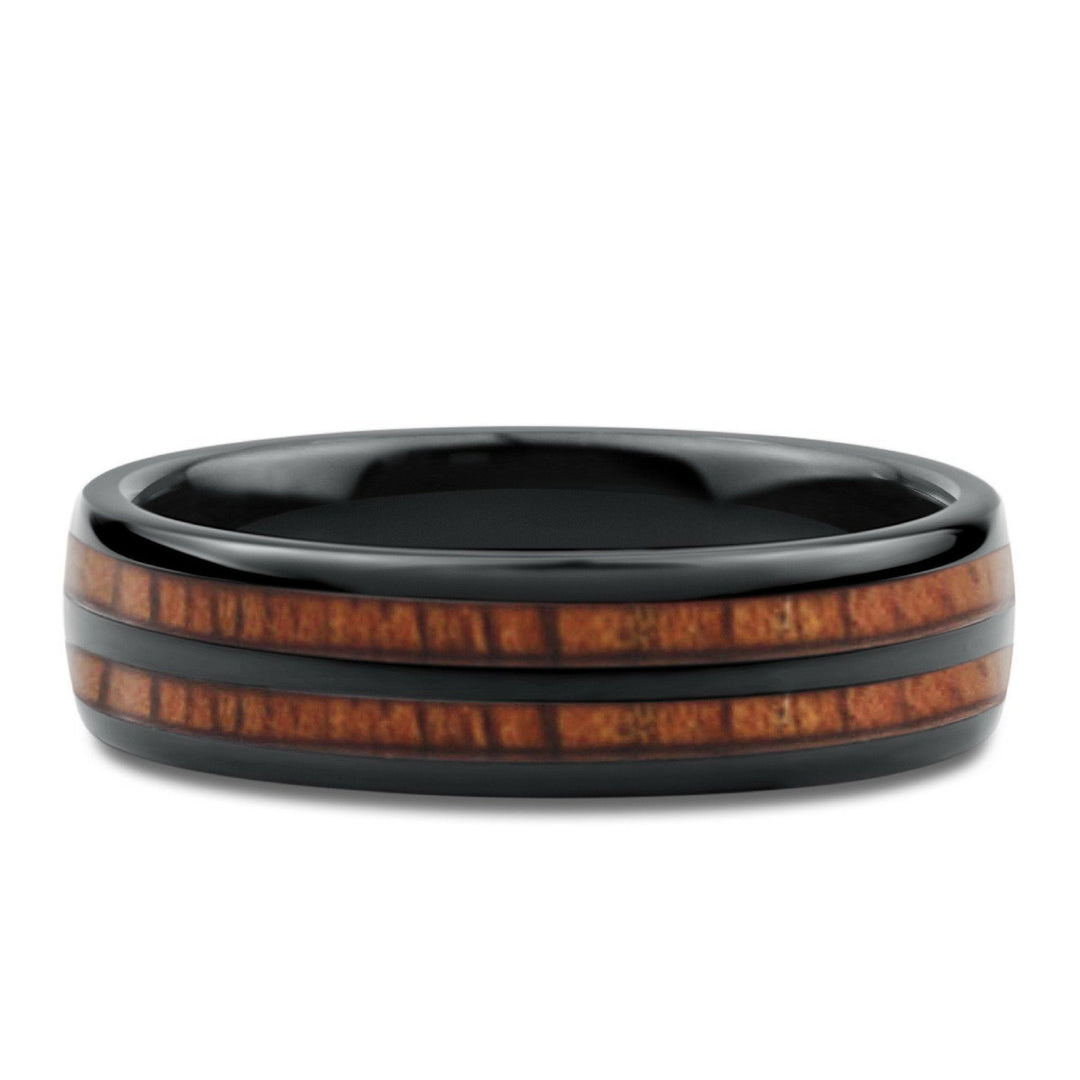 Black Wood Barrel Wedding Ring