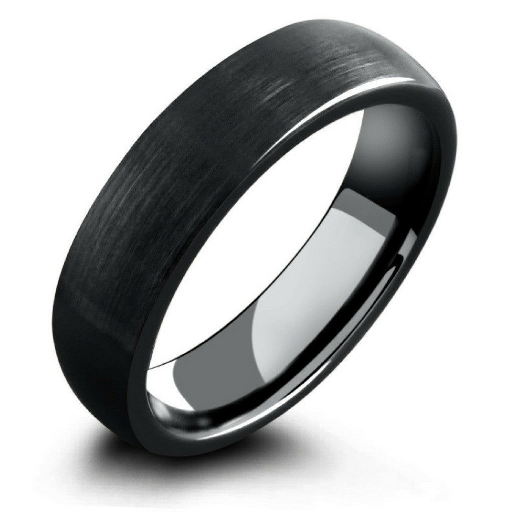 All Black Brushed Tungsten Wedding Ring For Men