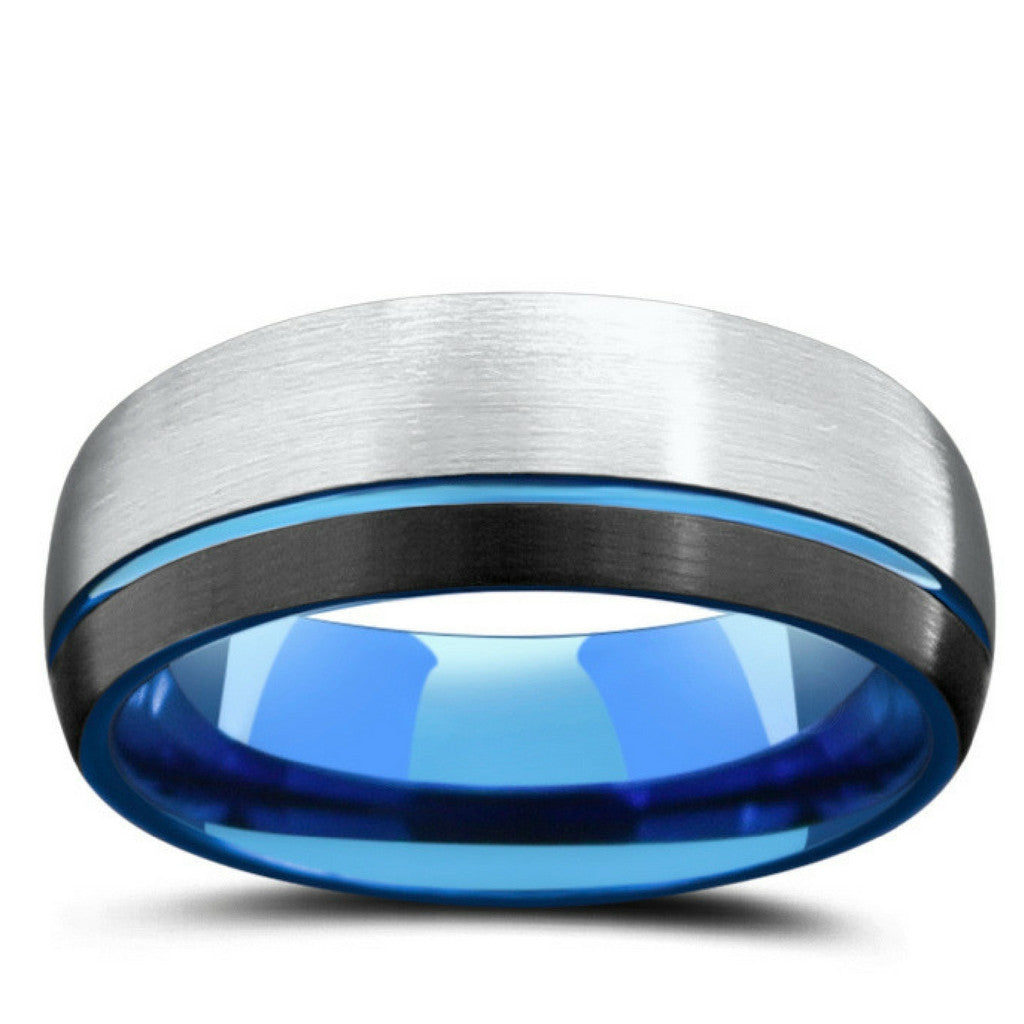 Mens 8mm Brushed Tungsten Wedding Ring
