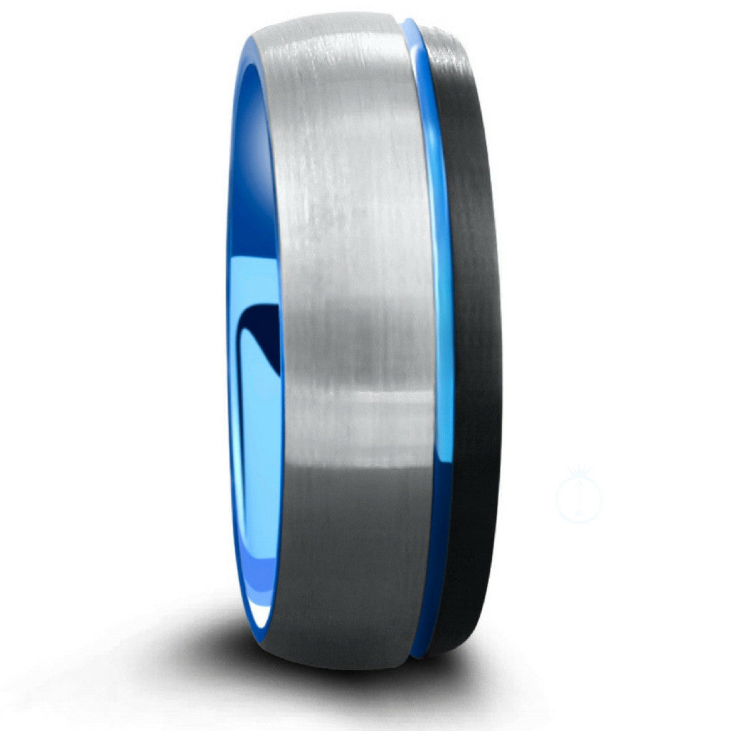 Mens 8mm Brushed Tungsten Wedding Ring