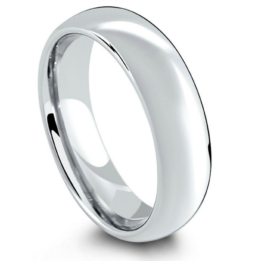 Mens Silver Classic Tungsten Wedding Ring - Widths 6mm-8mm
