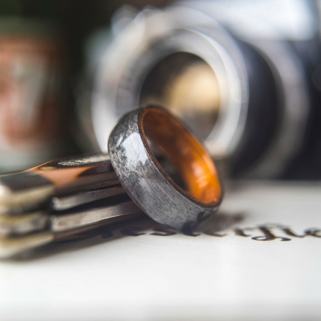 Mens bentwood ring - Rosewood and grey bird eye wood