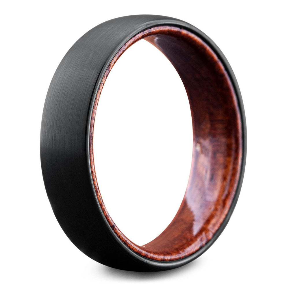 Woodland Hybrid - Mens Black Wedding Ring Width Wood Interior