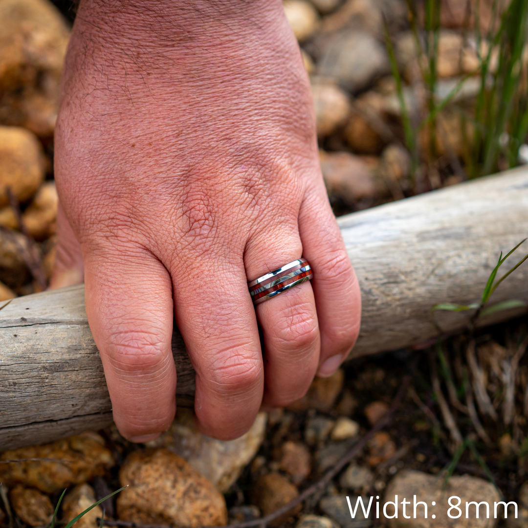 Ocean Wood Ring on Hand