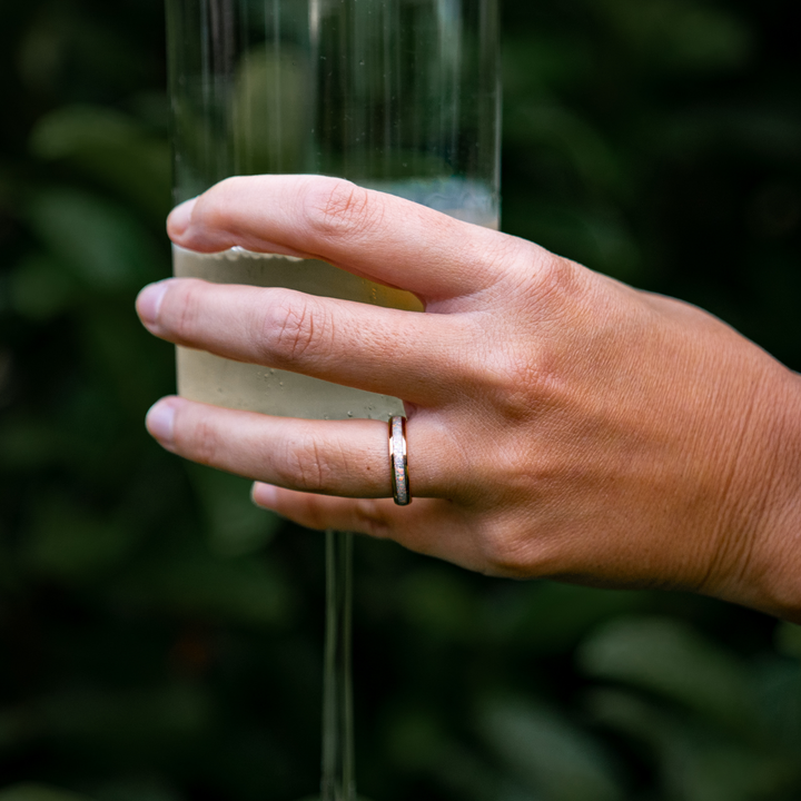 Nature Inspired Wedding Band - Rose Gold Opal Wedding Band