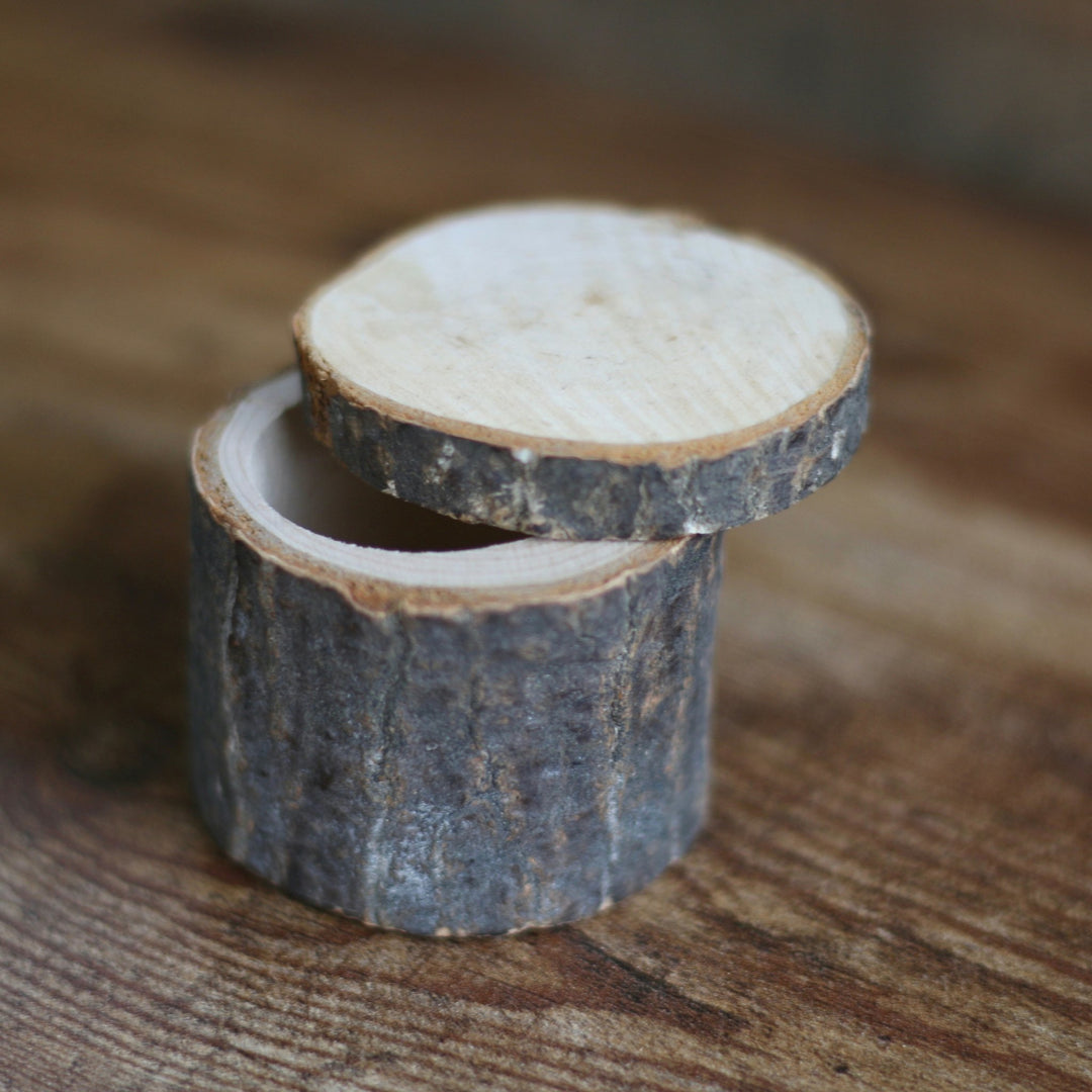 Rustic Log Wedding Ring Box