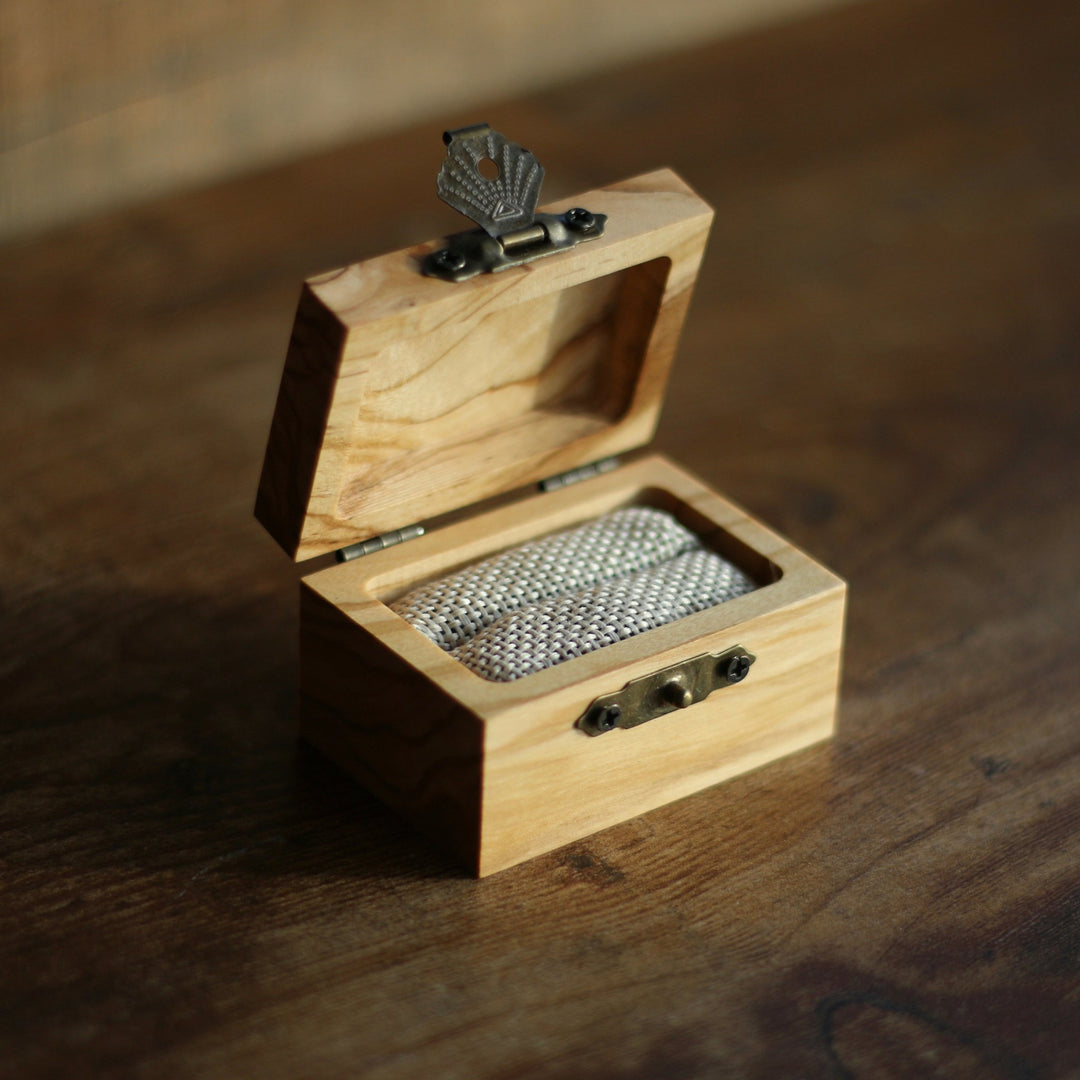 Olive Wood Rustic Wood Ring Box - Add a Personal Message