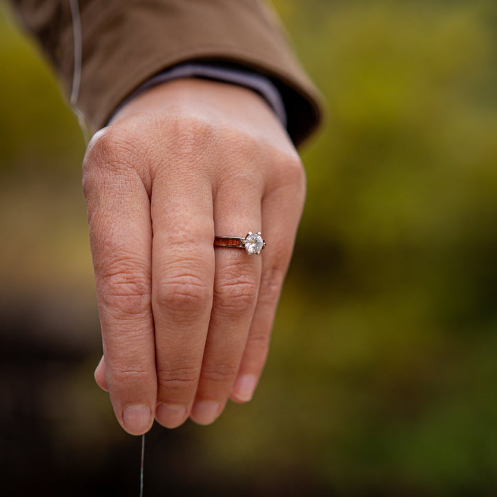 Womens Diamond Solitaire Wood Ring 