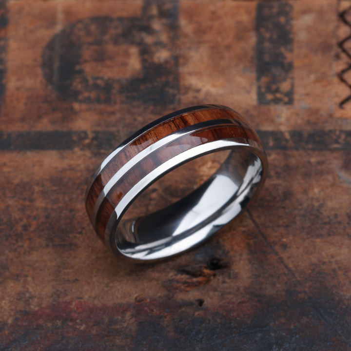 Titanium Wood Barrel Ring - Men's Wooden Barrel Ring