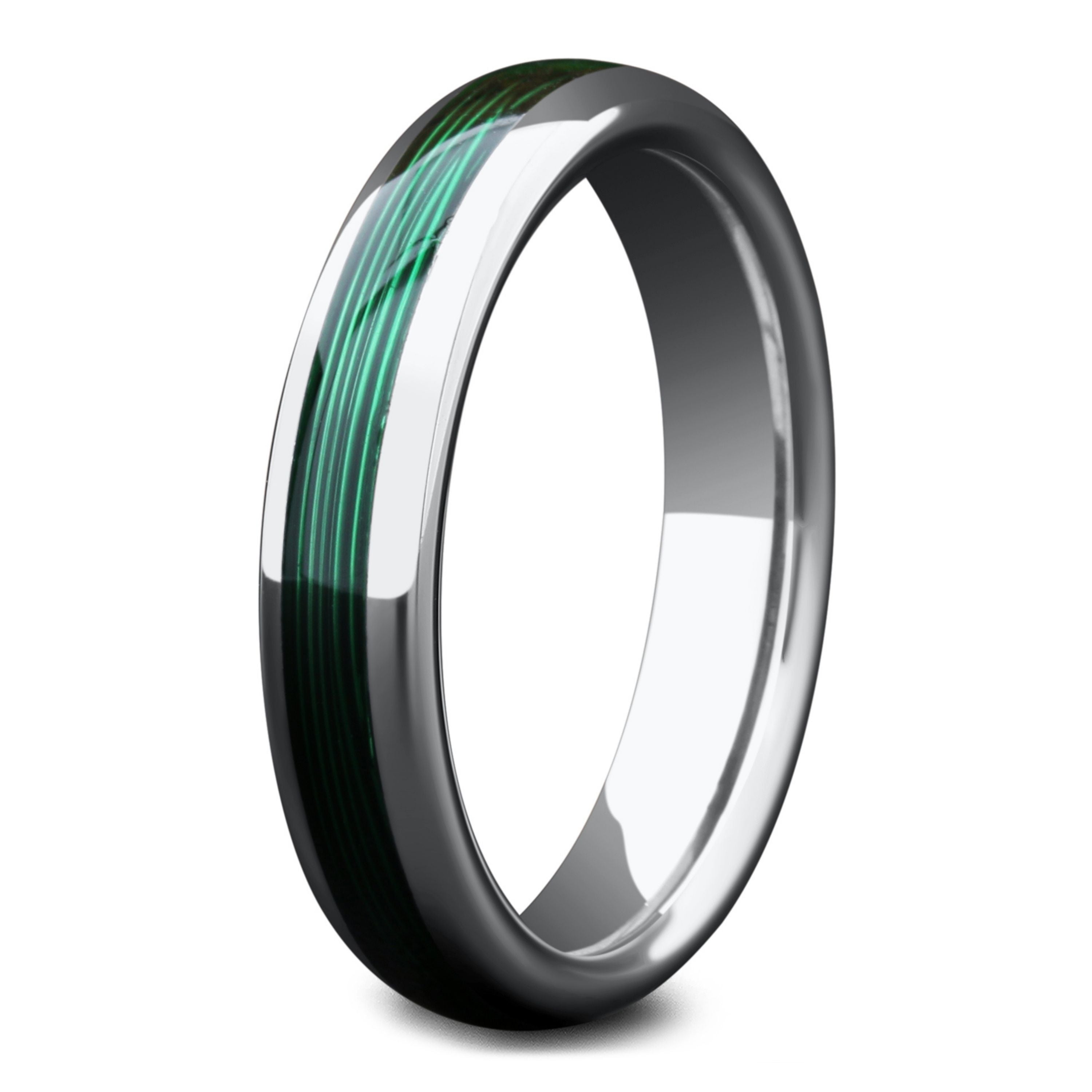 Forest Green Titanium Fishing Line Ring Custom Made Bands Fly Fishing USA Made To Order Fast