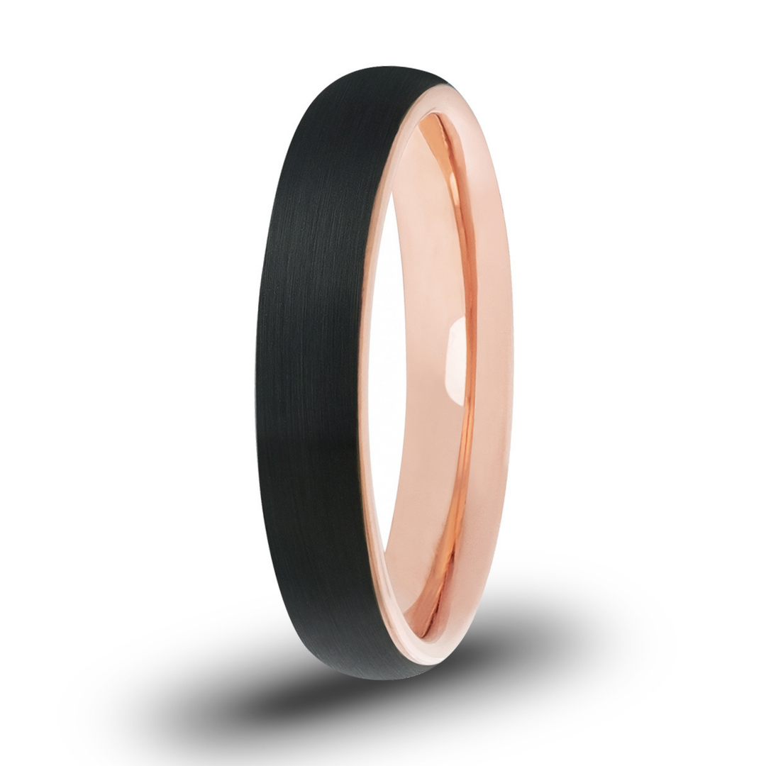 Women's Black and Rose Gold Wedding Ring
