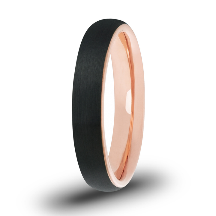 Women's Black and Rose Gold Wedding Ring