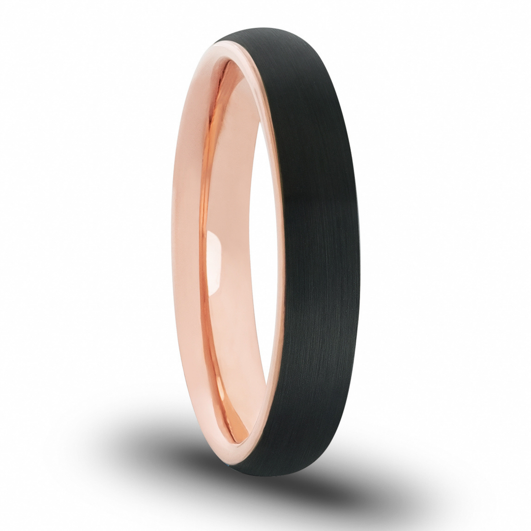 Women's Black and Rose Gold Wedding Band