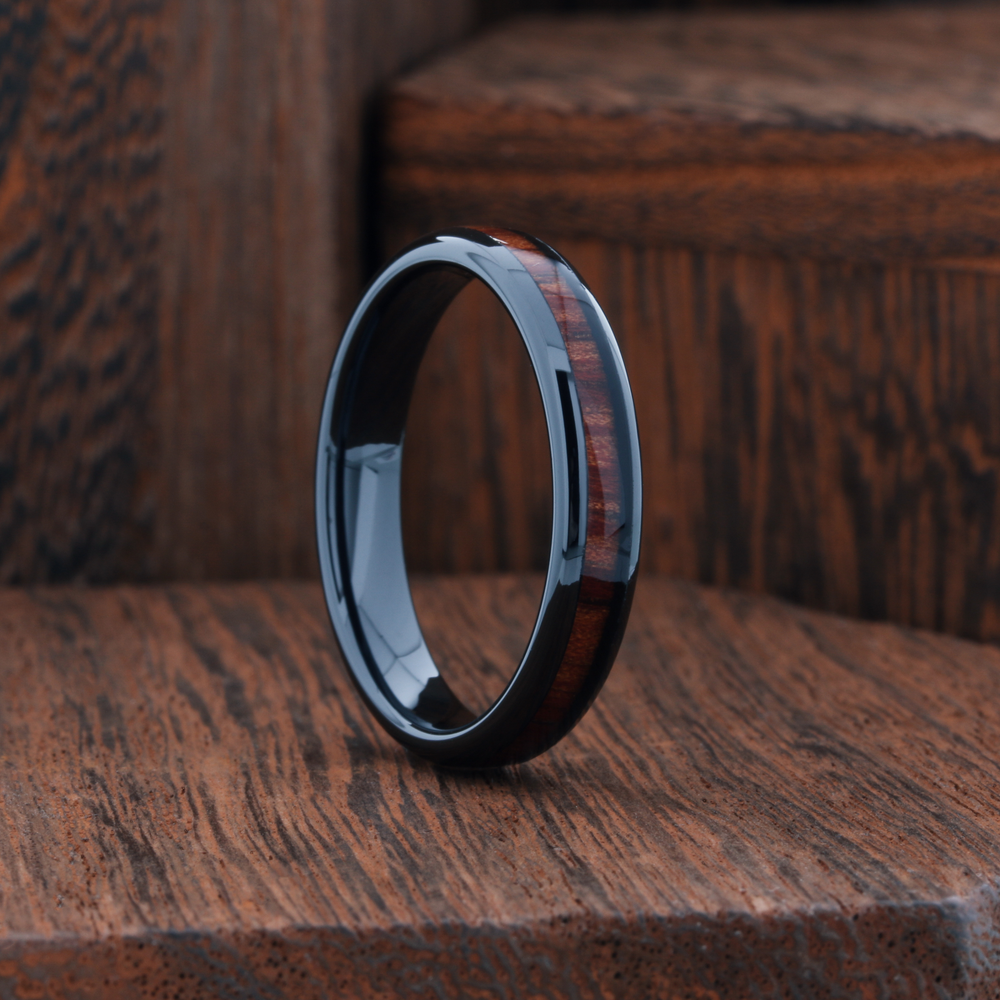 Women's Wooden Wedding Band Black