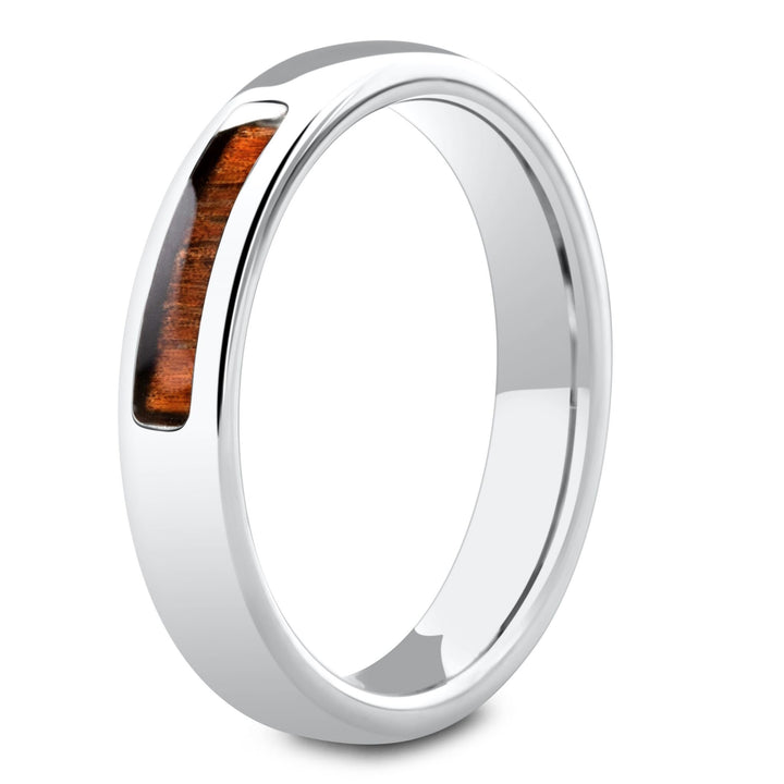 Women's Silver Wooden Wedding Band