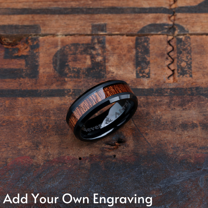 Personalize His Wood Wedding Band With Inside Ring Engraving