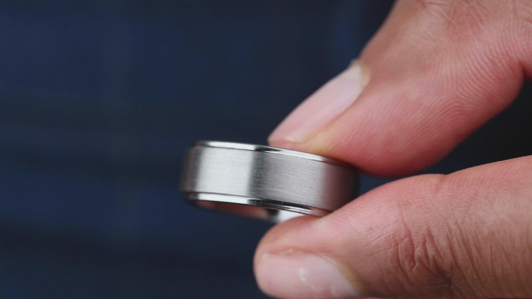 Men's All Silver Wedding Band
