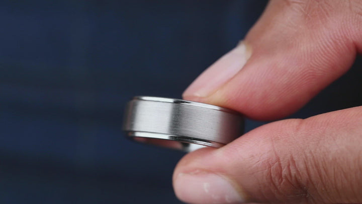 Men's All Silver Wedding Band
