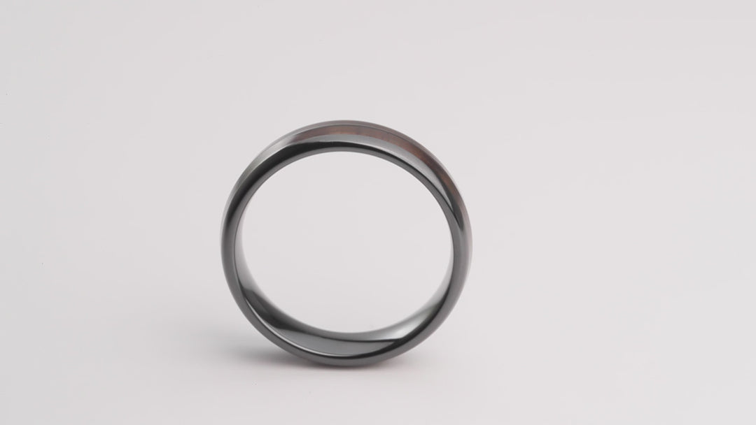 6mm Barrel Ceramic Koa Wood Ring
