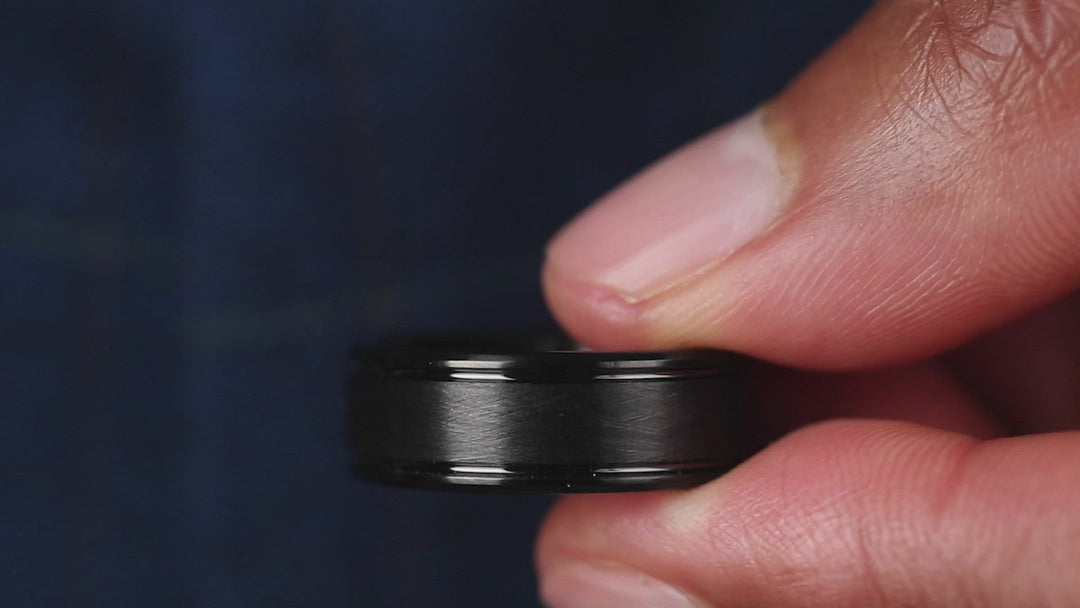 The Nixon Wedding Band | Men's Black Brushed Wedding Band