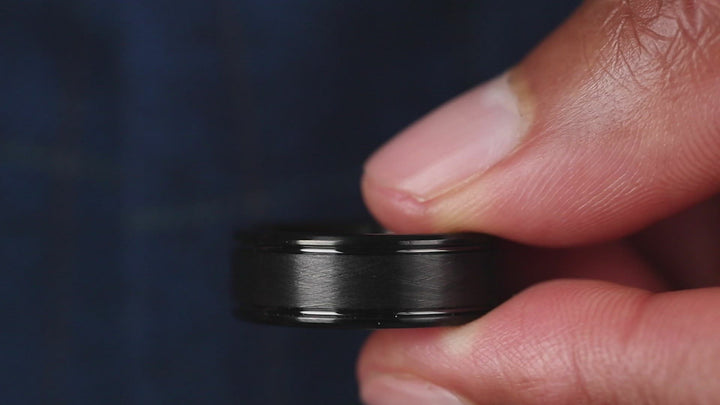 The Nixon Wedding Band | Men's Black Brushed Wedding Band