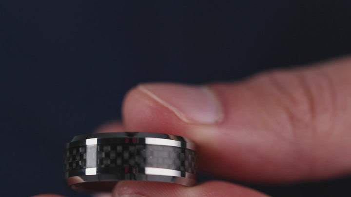 Men's Carbon Fiber Wedding Band | Black and Silver