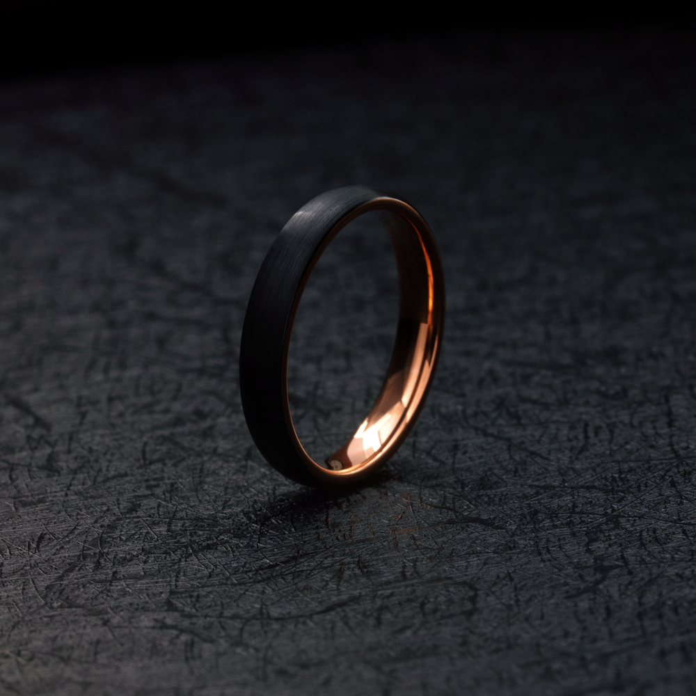 Women's Black and Rose Gold Wedding Band