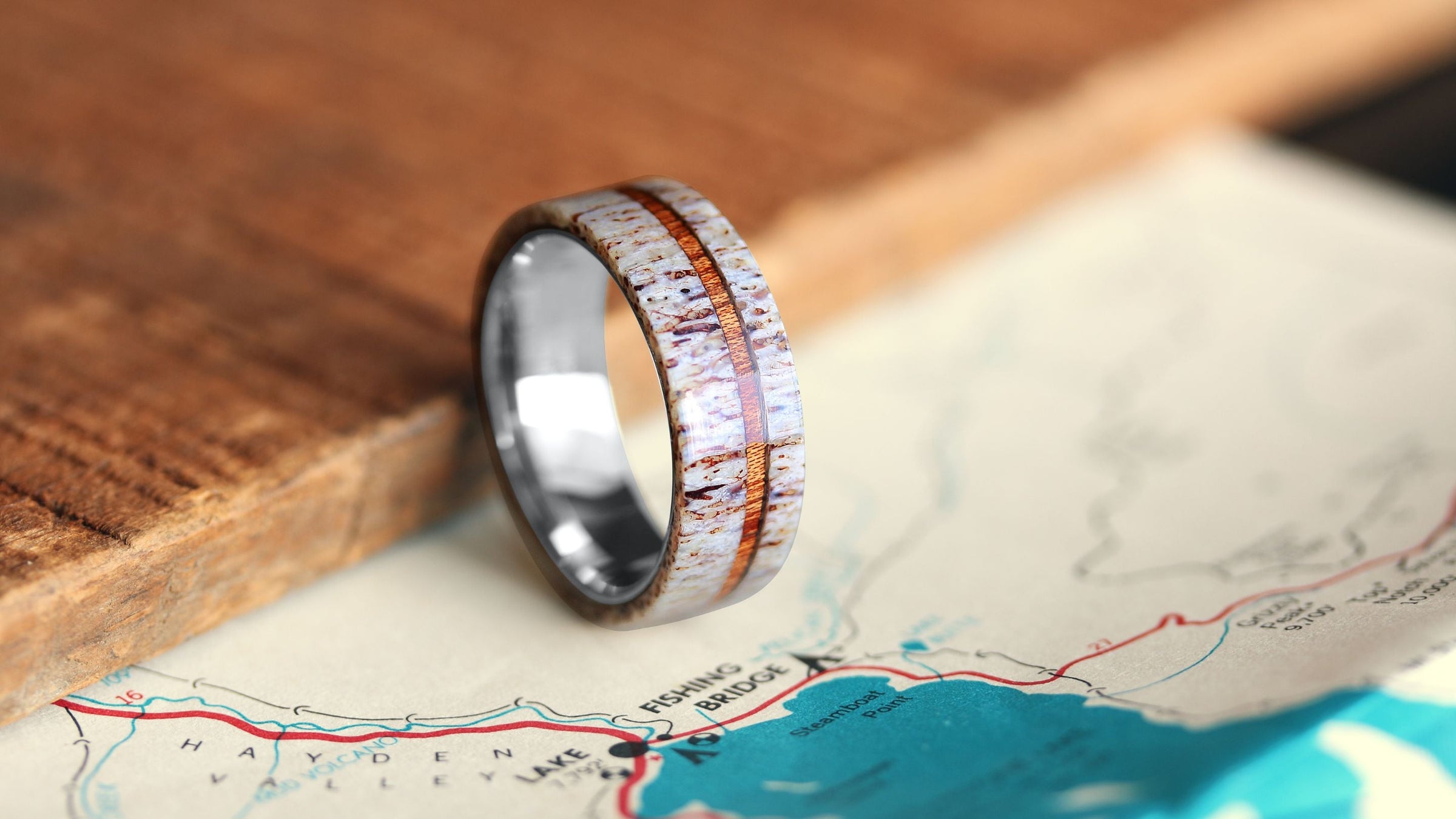 Men's Wedding Bands | Men's Antler and Fishing Line Rings