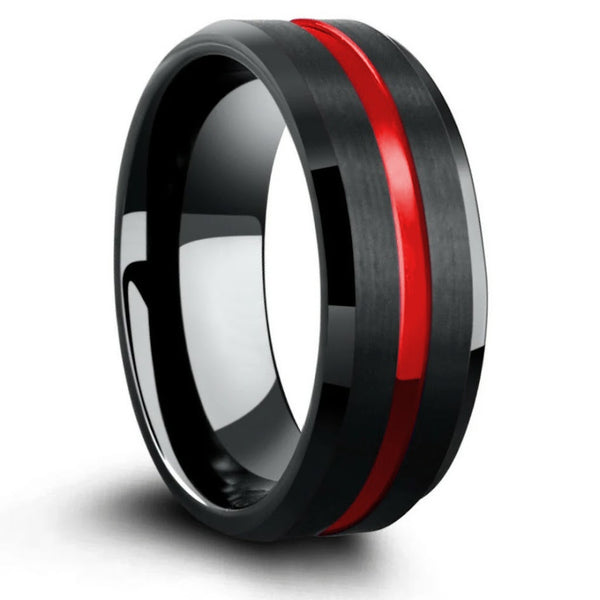 Thin red line wedding ring hotsell