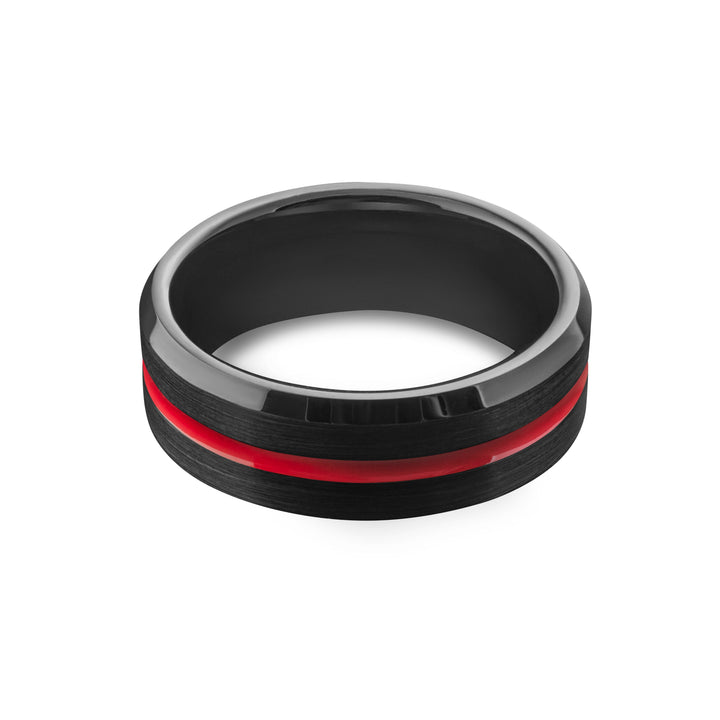 The Thin Red Line Ring - Men's Fire Fighter Wedding Band