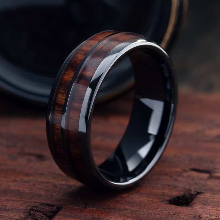 Men's Whiskey Barrel Ring - Men's Wooden Wedding Ring