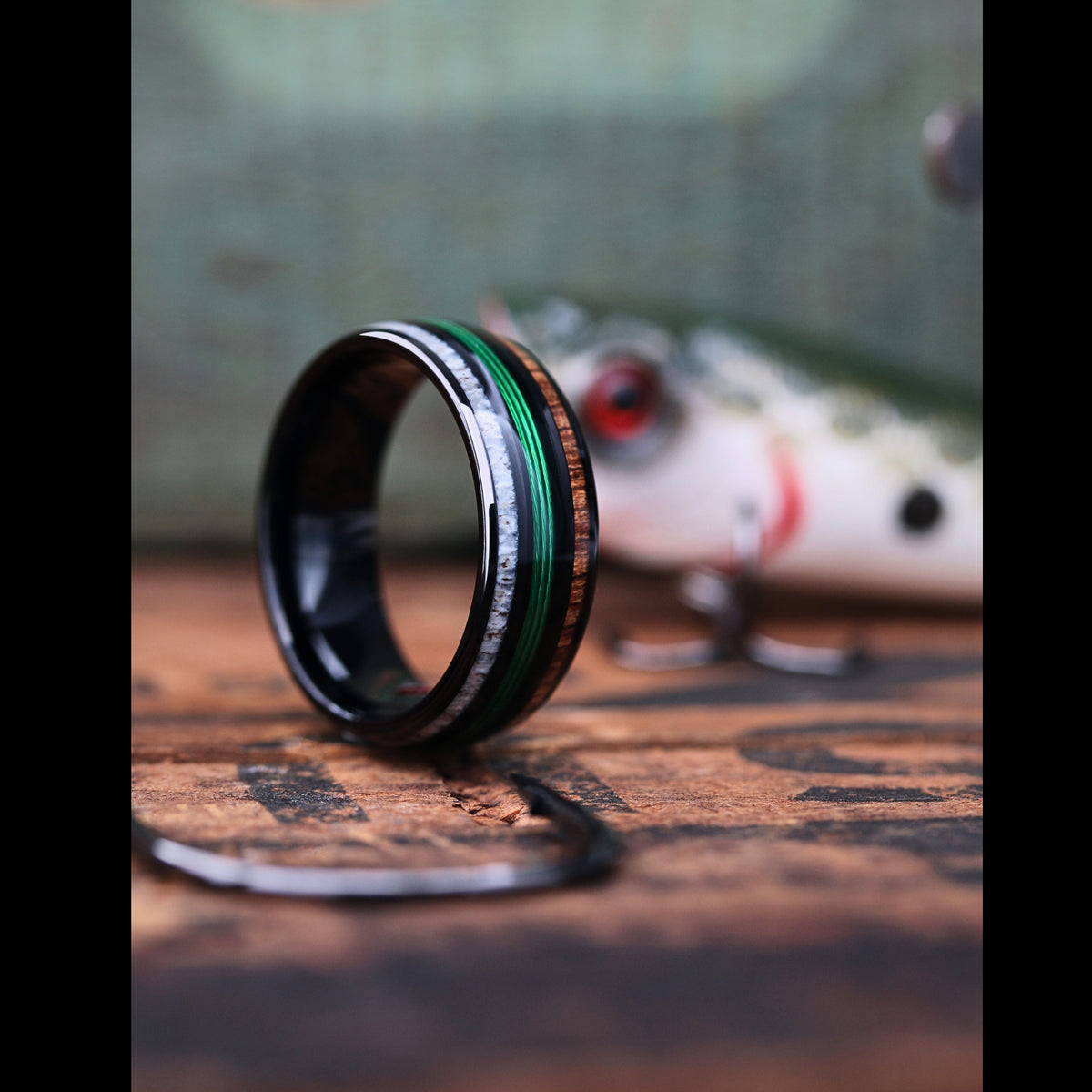 Bassmaster Catch - Men's Fishing Line Ring / Men's Wedding Band With Bassmaster Catch - Men's Fishing Line Ring / Men's Wedding Band With