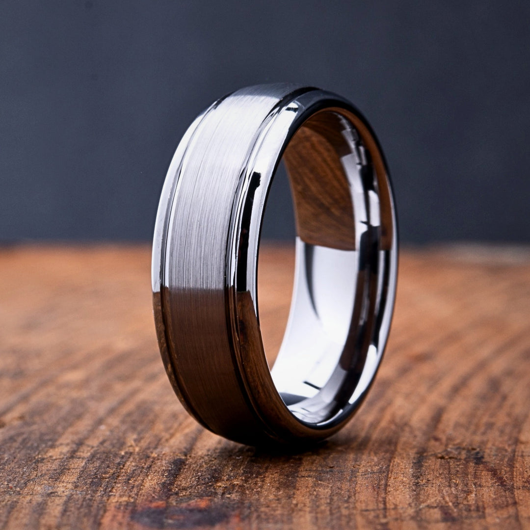 Mens Wedding Band Tungsten Carbide Wedding Band With Satin