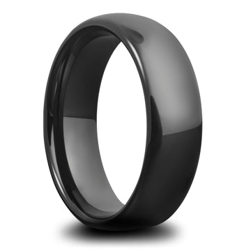 Midnight Maverick - Men's High Polish Black Tungsten Wedding Band
