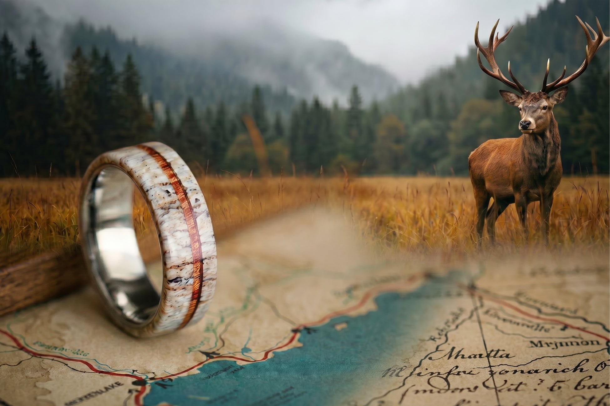 Men's Antler Wedding Bands