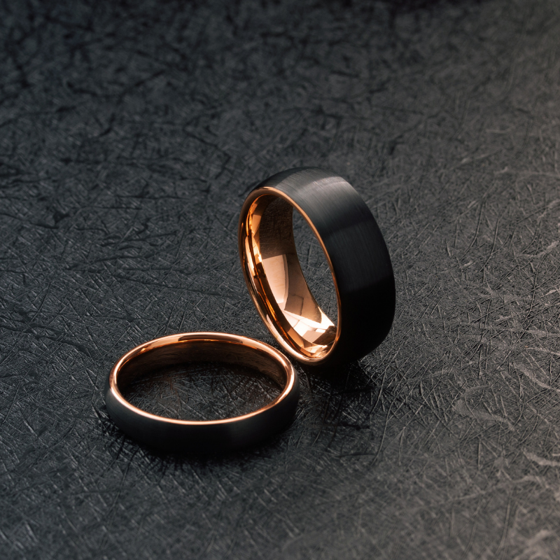 Modern Yet Classic Men's Wedding Ring | Men's Black Wedding Bands | Men's Black and Rose Gold Wedding Bands