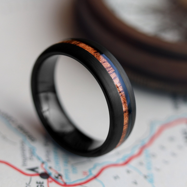The Black Forest Woodland Wedding Ring | Men's Black Wooden