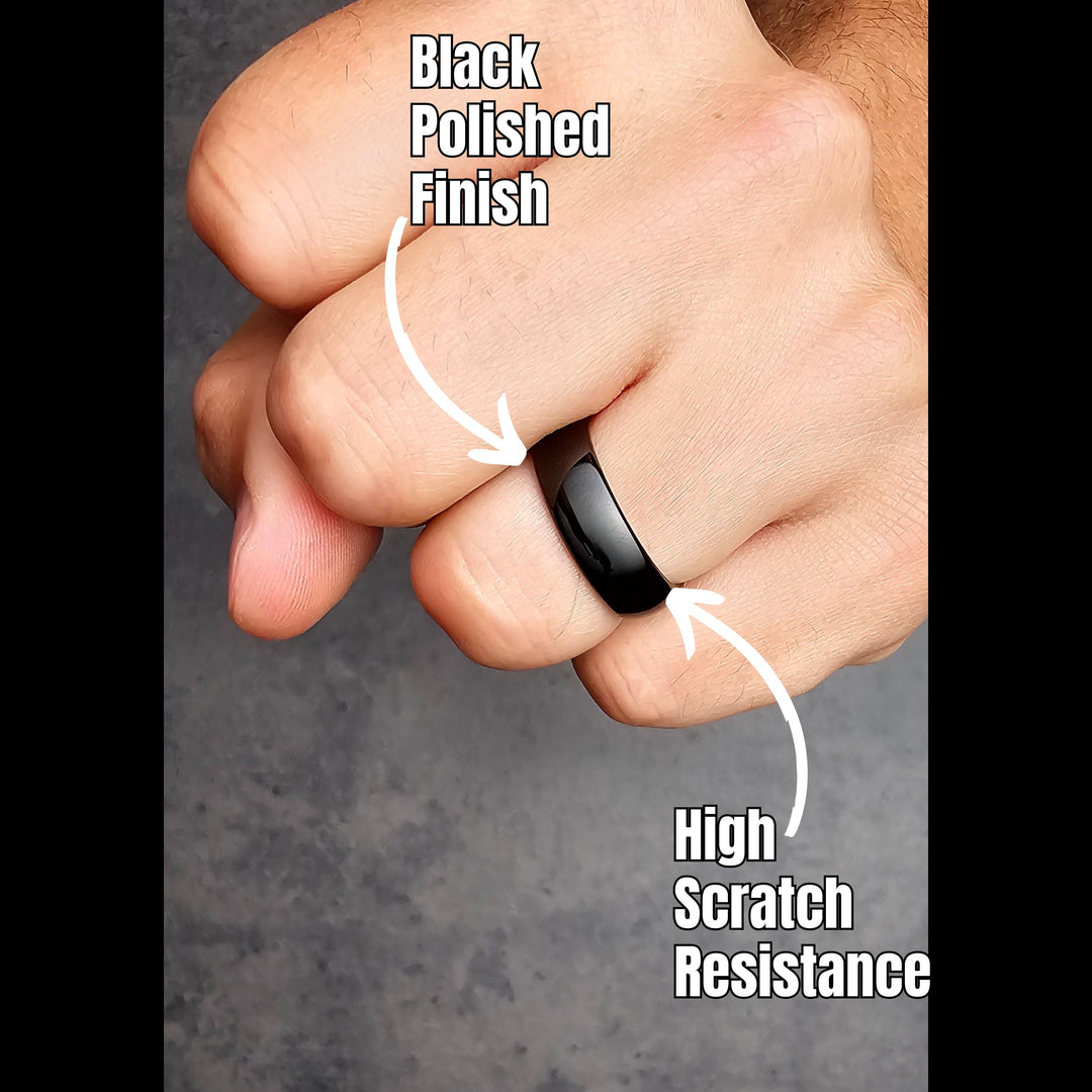 Midnight Maverick - Men's Black Polished Tungsten Wedding Band