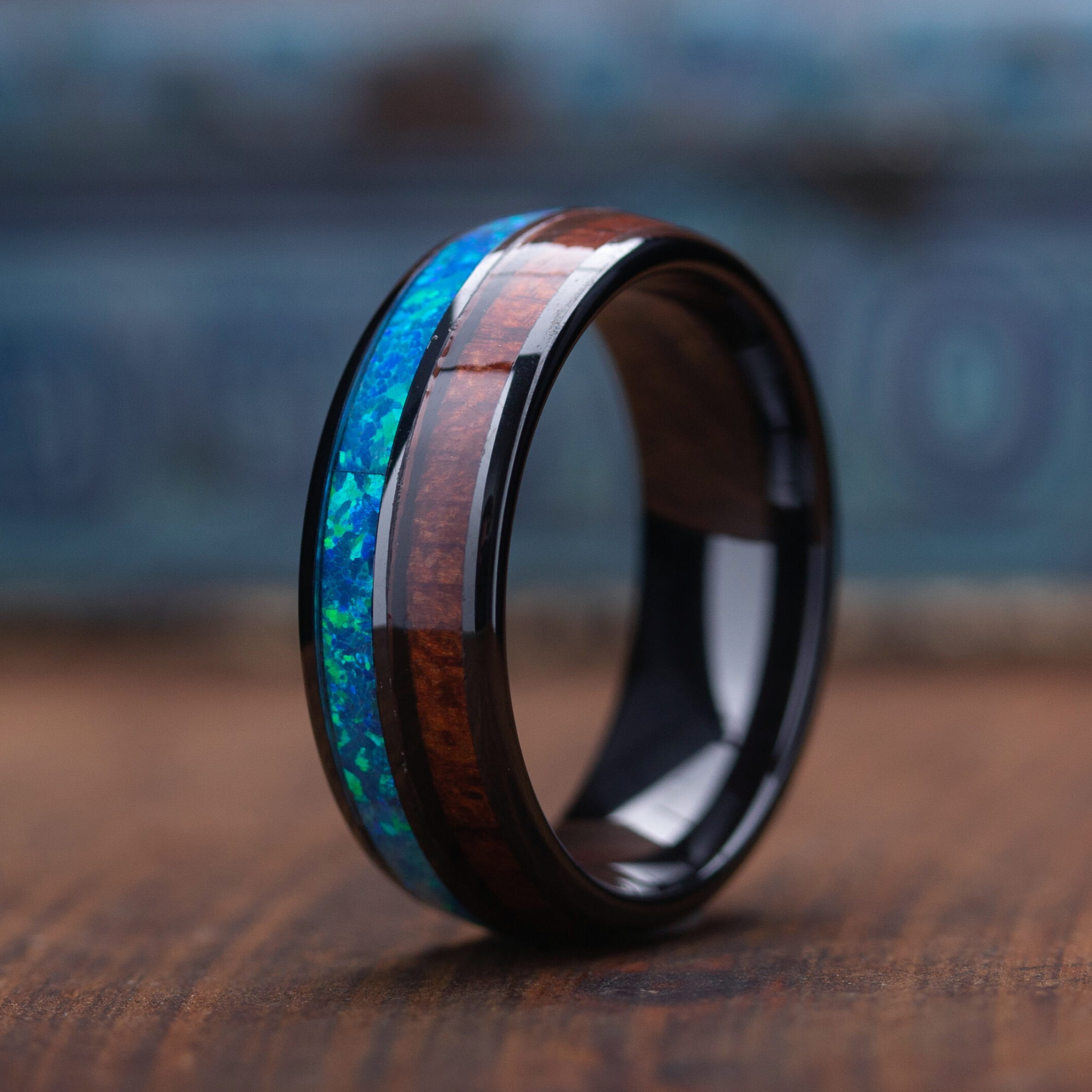The Opal Wooden Barrel Ring Men's Wedding Ring - Main Image