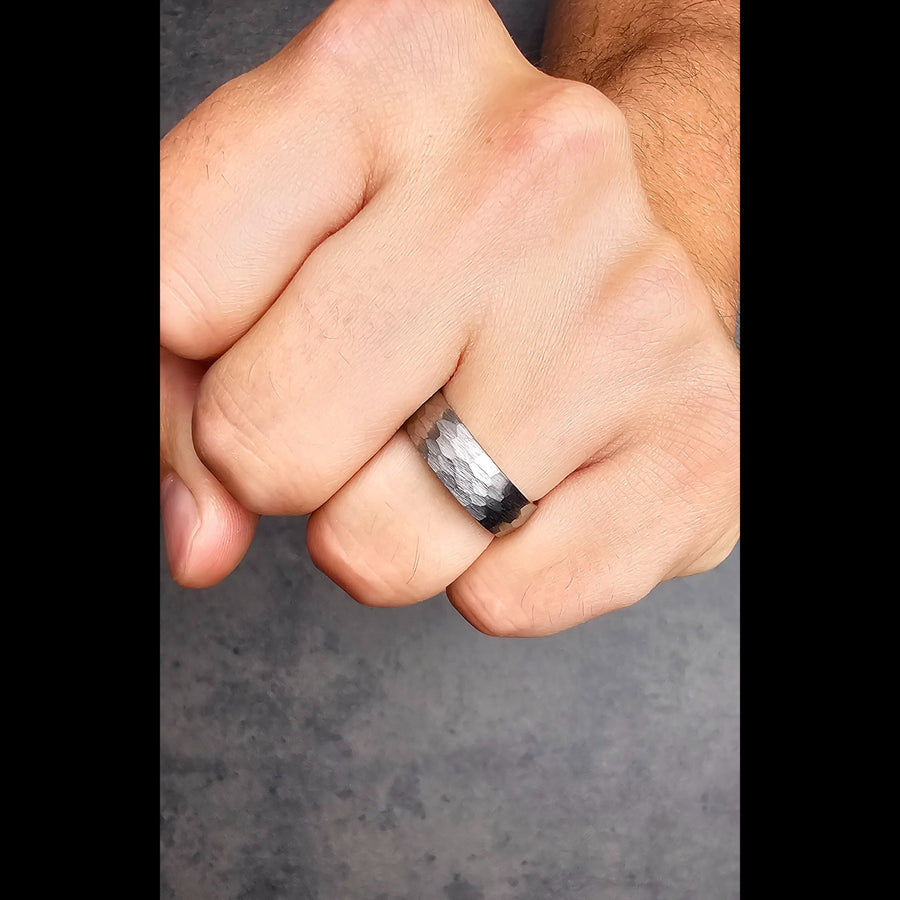 Men's Hammered Tungsten Wedding Band: The Blacksmith Ring: 7mm, Comfort ...