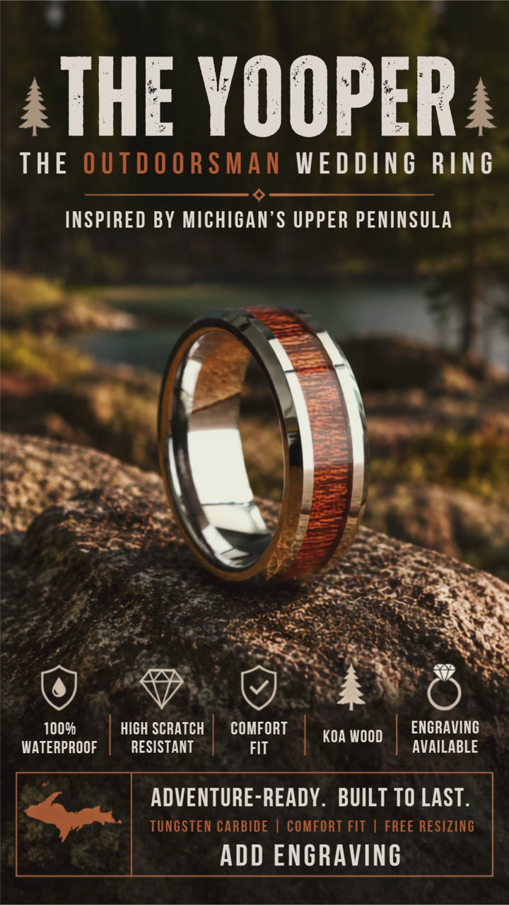 The Silver Yooper - Silver Tungsten Wood Ring
