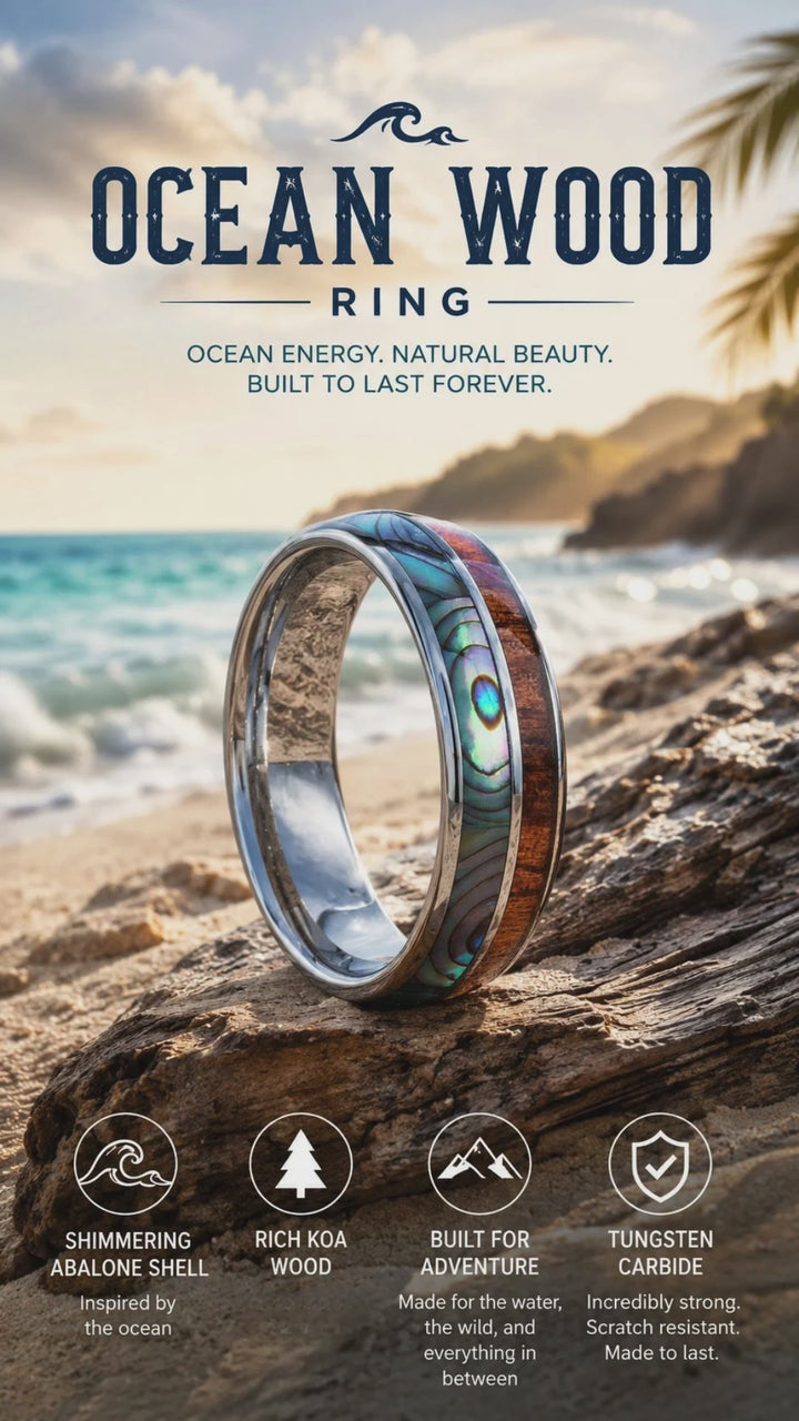 OCEAN WOOD - HALF ABALONE & HALF KOA WOOD (6MM)