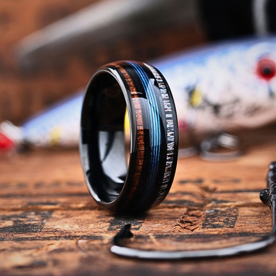 ReelMaster - Men's Fishing Line Ring With Antler and Wood