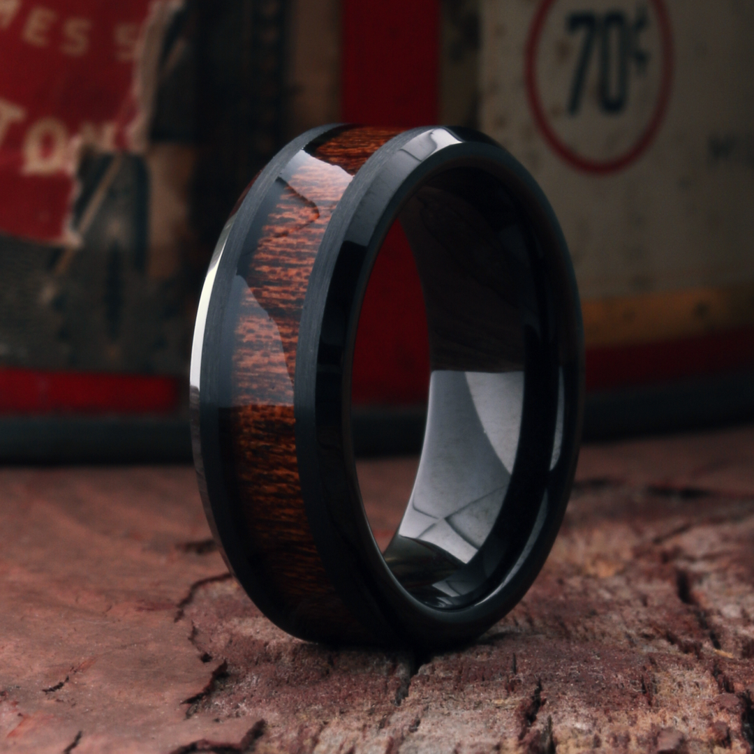 The Yooper Wedding Band - Men's Black Wooden Wedding Band