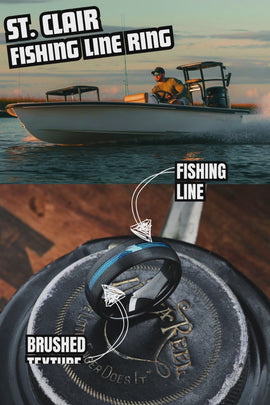 Men's Blue and Black Fishing Line Ring