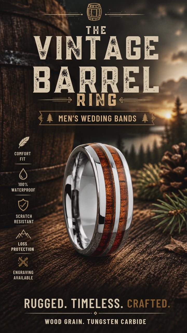 Men's Wooden Barrel Wedding Band