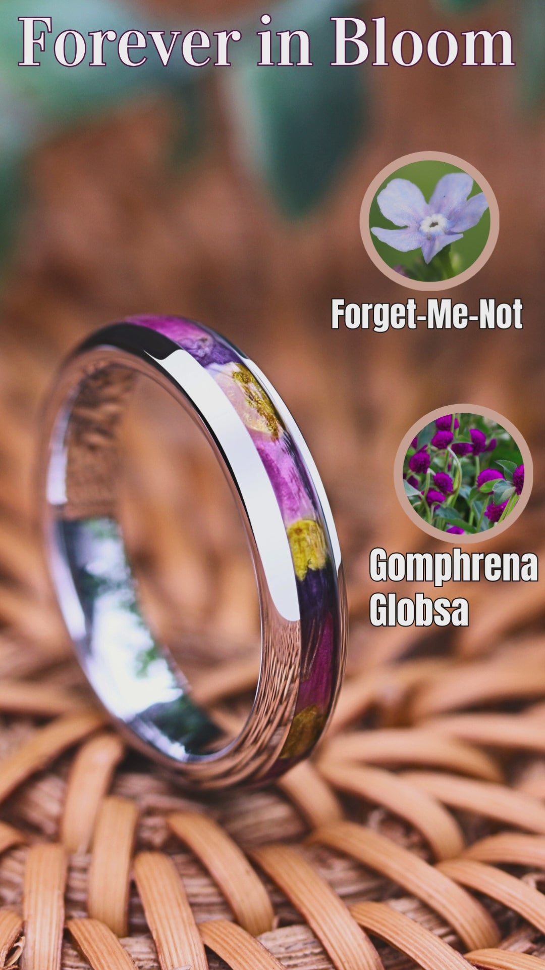 Forever Bloom - Women's Floral Ring | Silver Band Inlaid With Flowers